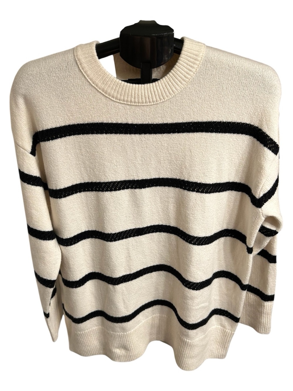 Aerie Striped Crewneck Sweater - Cream & Black - Size S - NWT